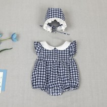 엔젤하트 체크보넷2종 (롬퍼+보넷모자) 신생아 바디슈트 아기옷 남아 여아 남자 여자 6개월 12개월 백일 아기 돌 선물 임신 출산 우주복
