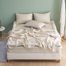 도미아 여름 풍기인견 홑이불 차렵이불 여성 1인 용 슈퍼싱글 남성 2 인용 퀸 먼지없는 알러지케어 사계절 침구, 샤이니_베이지