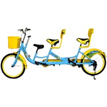 오팔디 친자 탠덤 자전거 3인승 등교 통학용 다인승 다인용 투어링, 노란색플라스틱자동차바구니