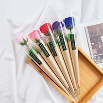 심플 한송이 비누장미 크라프트꽃다발 [5color], 로즈핑크