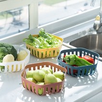 다용도 바구니 소쿠리 채반 주방 과일 세척 4컬러, 블루