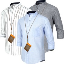 남자 여름 반팔셔츠 남성 차이나카라 7부셔츠 스트라이프 헨리넥 빅사이즈 셔츠 95~130