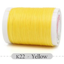가죽공예실 레자실 가죽초실 Small Roll Flat Wax Thread Polyester Bracelet for Knitting Leather Craft, 02 1.0mm 210D 65M, 22 22 - Yellow