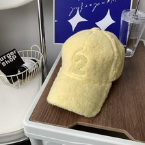 램스울 캡모자 여성 겨울 기모 패션 커브캡 미니카색 숫자 털모자