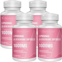 리포솜 글루타치온 소프트젤 1500MG 비타민C함유 감소된 글루타티온 보충제(120캡슐), 60개(4개 팩)