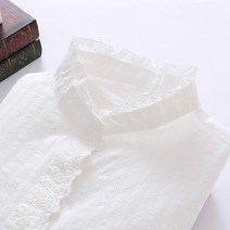 숙녀옷장 여성 화이트 레이스넥 기본 정장 셔츠 블라우스 S007