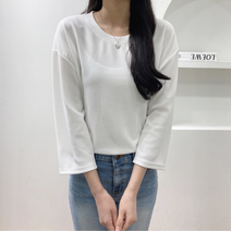 이브랑뜨 여성용 루즈핏 베이직 무지 7부 티셔츠 (K8006)
