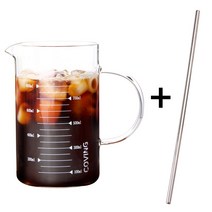 소울빈 강화유리계량컵 4종, 강화유리계량컵1000ml+레터링빨대
