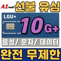 에이원몰 LG U  무제한 선불유심 칩 선불폰 유심카드 10 G , 30일 3회 총90일 (30일 단위 충전 가능)
