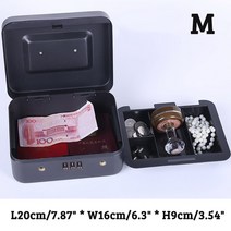 개인비밀금고 미니지문 금속 안전 상자 현금 주최자 휴대용 금전 등록기 돈 서랍 키 암호 귀여운 돼지 저금, 23 m black