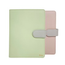 이니셜스 기본형 다이어리 / 이니셜 로고 각인 6공 가죽 플래너 2024 먼슬리 40절 32절 25절 B6 A5 리필 속지, 파스텔 기본형_그린/그레이