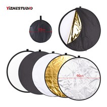 반사판 역광 원형 스튜디오 Yizhestudio-5 인 1 접이식 24 인치 60cm 다양한 색상의 라운드 멀티 플래시 디퓨저 골드 실버 화이트 블랙
