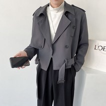 남자 견장 크롭 자켓 벨티드 숏 재킷 아우터