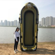 고무보트 낚시용 민물보트 물놀이 레저용 보트 에어고무보트 구명, 황록색 초대형 5명