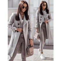 여성피코트 롱코트 2022 우아한 새 캐주얼 겨울과 가을 모직 코트 단색 키작녀코트