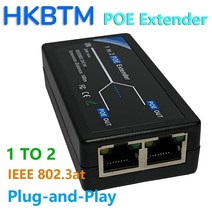 nvr ip ap ip 음성 poe용 ieee 802.3af 표준이 있는 hkbtm 2 포트 poe 익스텐더 100mbps poe 범위용 100미터 확장, 2 포트 영어 라벨
