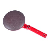 Behogar Mini Electric Crepe Maker Pancakes Machine Nonstick Cordless Crepe Pan Cake Plate for Making, Style A EU Red