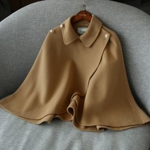 QiYuQoo 겨울 가을 숏 슬림핏 작은 키 케이프 판초 쁘띠 더플 망토