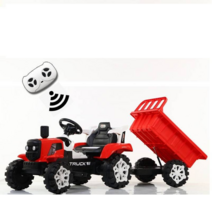 자동차 경운기트랙터 듀얼배터리 중장비 미니 어린이, 원격 제어 아미 그린  가죽 시트마이크