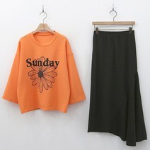 퍼니걸스 5484 배색 프린팅 롱 스커트 트레이닝 세트 여성의류