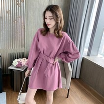제이블리 랜턴 소매 벨티드 니트 원피스