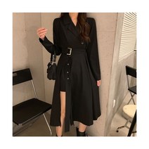 린넨 아일렛 봄 여름 가을 원피스 긴 소매 드레스 여성 Classy 새시 사이드 슬릿 a 라인 매력 빈티지 미디 블랙 제국 BF 노치