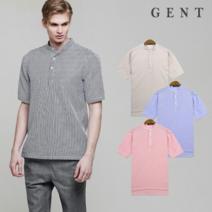 겐트옴므 남성용 시어서커 ST 헨리넥 반팔 셔츠_GS8224C