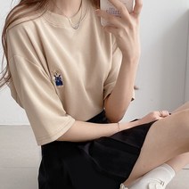 남녀공용 곰돌이자수 테디 반팔티셔츠3color