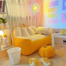 빈백 소파 1인용 대형 쿠션 마약 무지 콩주머니 일인소파 방 눕다 콩 가방 아파트, 통기성 면과 린넨 라이트 그레이와 베이지