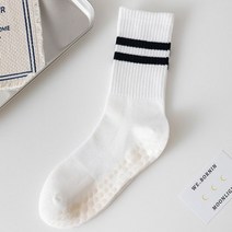 코튼 통기성 미드 튜브 요가 양말 바닥 전문 미끄럼 방지 실리콘 양말 피트 댄스 필라테스 스포츠, One Size, White