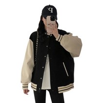 빈티지 바시티 자켓 블랙 루즈핏 야구점퍼 캐주얼