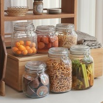 앤틱 견과류 잡곡 원두 과일청 스틸와이어 레트로 유리공병, 1400ml