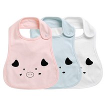 그린베베 국내생산 피그 양면 턱받이, FREE, 흰색