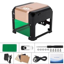 CNC 레이저 각인기 3000mw DIY 레이저 로고 프린터 미니 각인기 작업 영역 80x80mm CNC 레이저 각인 기계 3w 미니 레이저, Gold+US plug