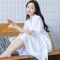 와플샤워가운 샤워로브 여름 목욕가운 WSG04, 핑크, XL, 1개