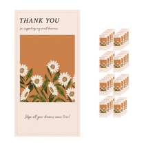 메리롱 선물 포장용 패턴 직사각 감사스티커 5x10cm 50매, 플라워B