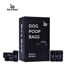 DeoDoo 개 똥 가방 생분해 성 여분의 두꺼운 강한 바이오스 지구 친화적 인 강아지 검은 고양이 쓰레기 봉투, 협력사, 홀더가 있는 3롤, 검은색