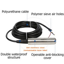 액체 레벨 전송 4-20mA 0-5V 0-10V RS485 출력 수위 센서 유량계 DC24V 물 탱크 감지 컨트롤러, [05] RS485, [12] 0-25M 25M Cable
