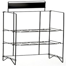 46”h Wire Newspaper Stand with 2 Height-Adjustable Shelves Free-Standing with 14” x 4” Nameplate -, 1