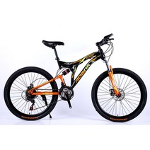 풀샥 자전거 MTB 팻바이크 하드테일 26인치 바퀴두꺼운 다운힐 광폭 카본 21단, 블랙 오렌지