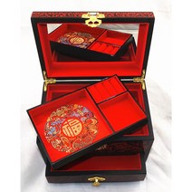 붉은 함포장 결혼 현금예단함 예단봉투 현금예단 혼례 봉채비 함 약혼 결혼 칠기 상자, D