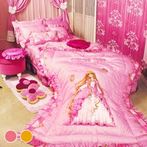 [키즈돔] [침대] 프린세스로즈 순면 차렵이불 패드세트(차렵이불+누빔패드+베개커버) s/s