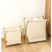 네이버장바구니 슬림 빨래 세탁 바구니 우드 대나무 원목 우드 캠핑 햄퍼 빨래통, 대형-그레이