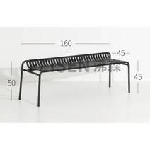 블랙 야외 루프탑 호텔 테라스 카페 테이블 의자 세트, 벤치 160x45x50
