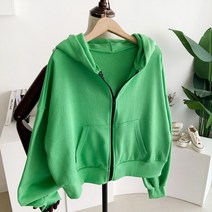 [메이룸] 비비후드집업 봄 쭈리 가오리 루즈핏 컬러 무지 후드 집업