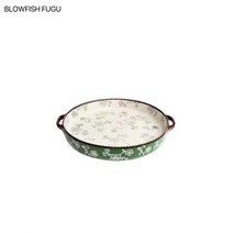 BLOWFISH FUGU 북유럽 파스타 접시 도자기 과일 피자 접시 양식 접시 2P다, 그린 8.8인치