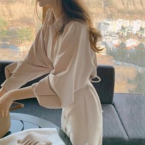 POMTOR POMTOR 봄 슬림 정장 롱원피스 여성용 플레어 셔츠원피스 하객원피스 하객룩