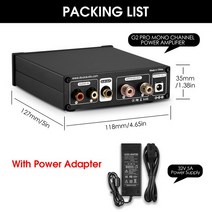 G2 PRO HiFi 300W 서브우퍼 앰프 모노 채널 파워 홈시어터 스피커 오디오 컨트롤, CHINA_With Power Adapter, With Power Adapter