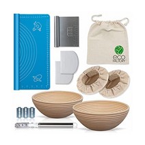ECO FACTORY 전문 빵 가공 바구니 5개 세트 - 22 9cm(9인치) 원형 사워도우 만들기 키트 100% 천연 인도네시아 라탄 스테인리스 스틸 액세서리 스위스에서 디자인
