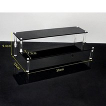 향수 진열대 보관함 정리함 디스플레이 용 1-5 계층 아크릴 스탠드 화장품 컵케익 인형 디스플레이 스탠드 라이저 선반 장식 및 주최자, 2tier 30x7.5cm 블랙